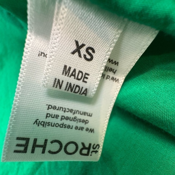 St. Roche Wrap Dress Short Sleeves Cotton Embroidery Green Floral Size XS Summer - Picture 14 of 16